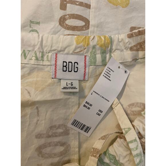 BDG Eva Tie-Front Ruched Strap Trapeze Mini Dress Size Large Hawaiian Print - Picture 7 of 8